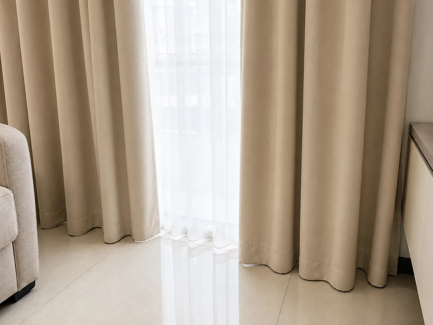 Close-up of curtain fabric after cleaning