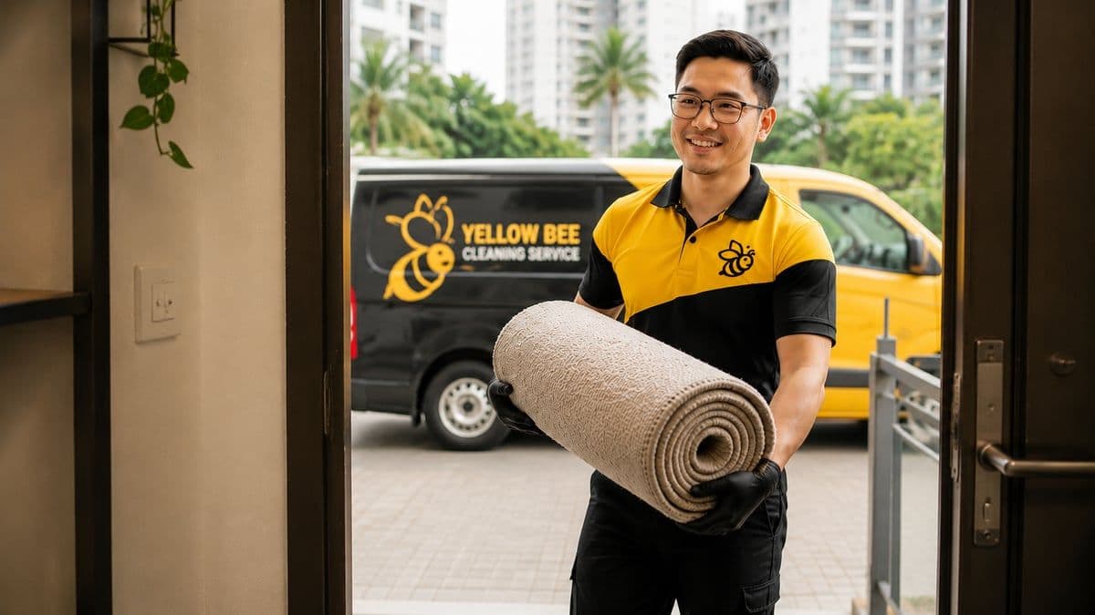Pasukan mengambil karpet untuk dibawa