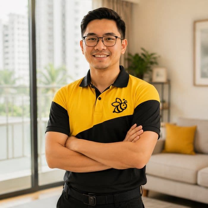 Vetted Yellowbee cleaning technician smiling in a client's home