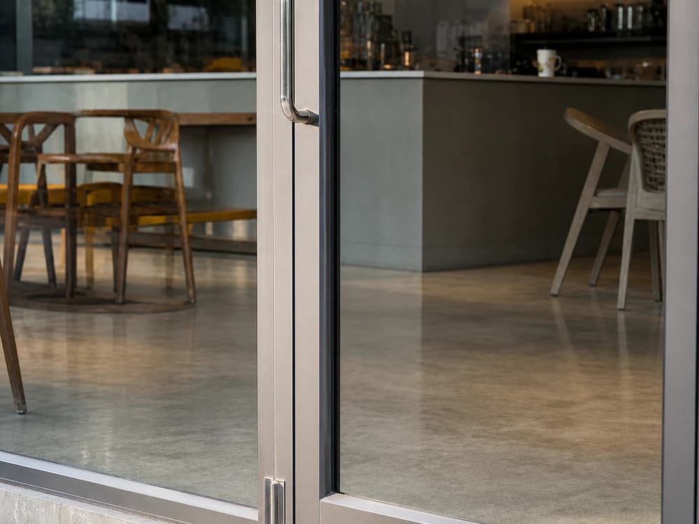Entrance glass door after cleaning — clean on both sides