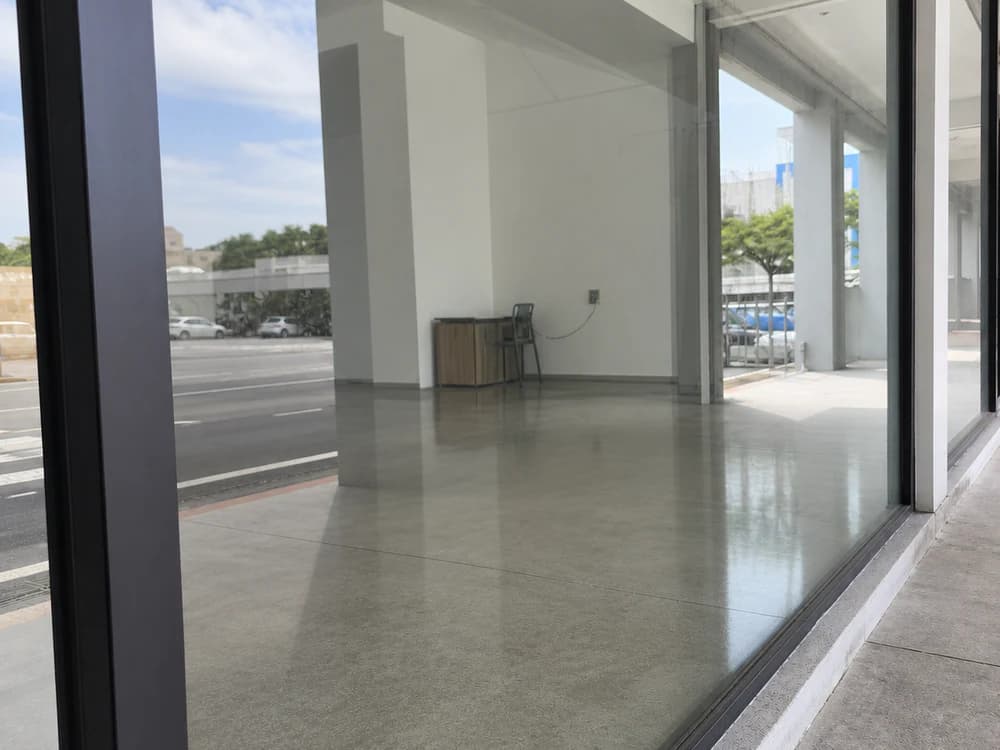 Storefront glass after cleaning — clear and streak-free