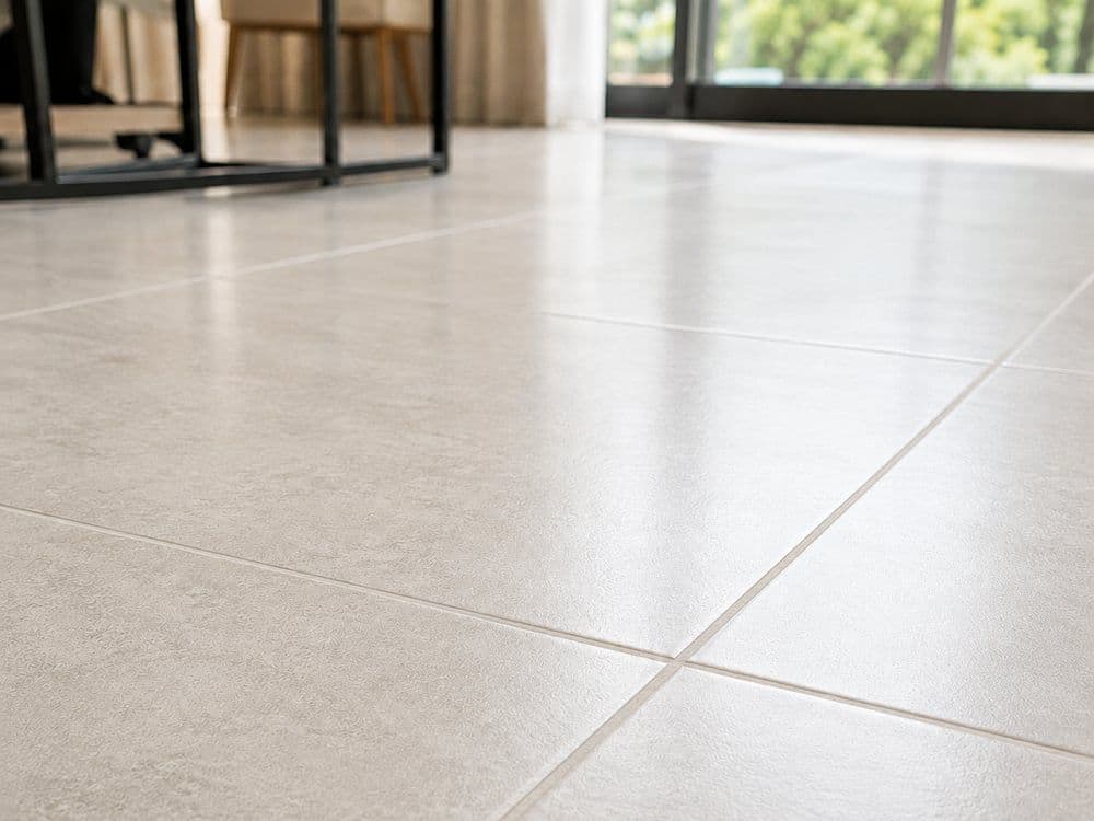 Tile floor with bright, restored grout lines