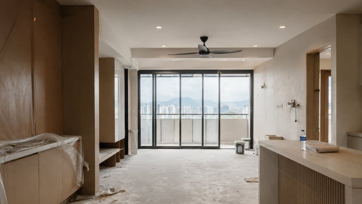 Dusty renovated unit before cleaning
