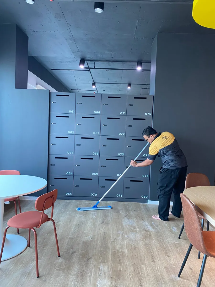 Our team mopping an office pantry