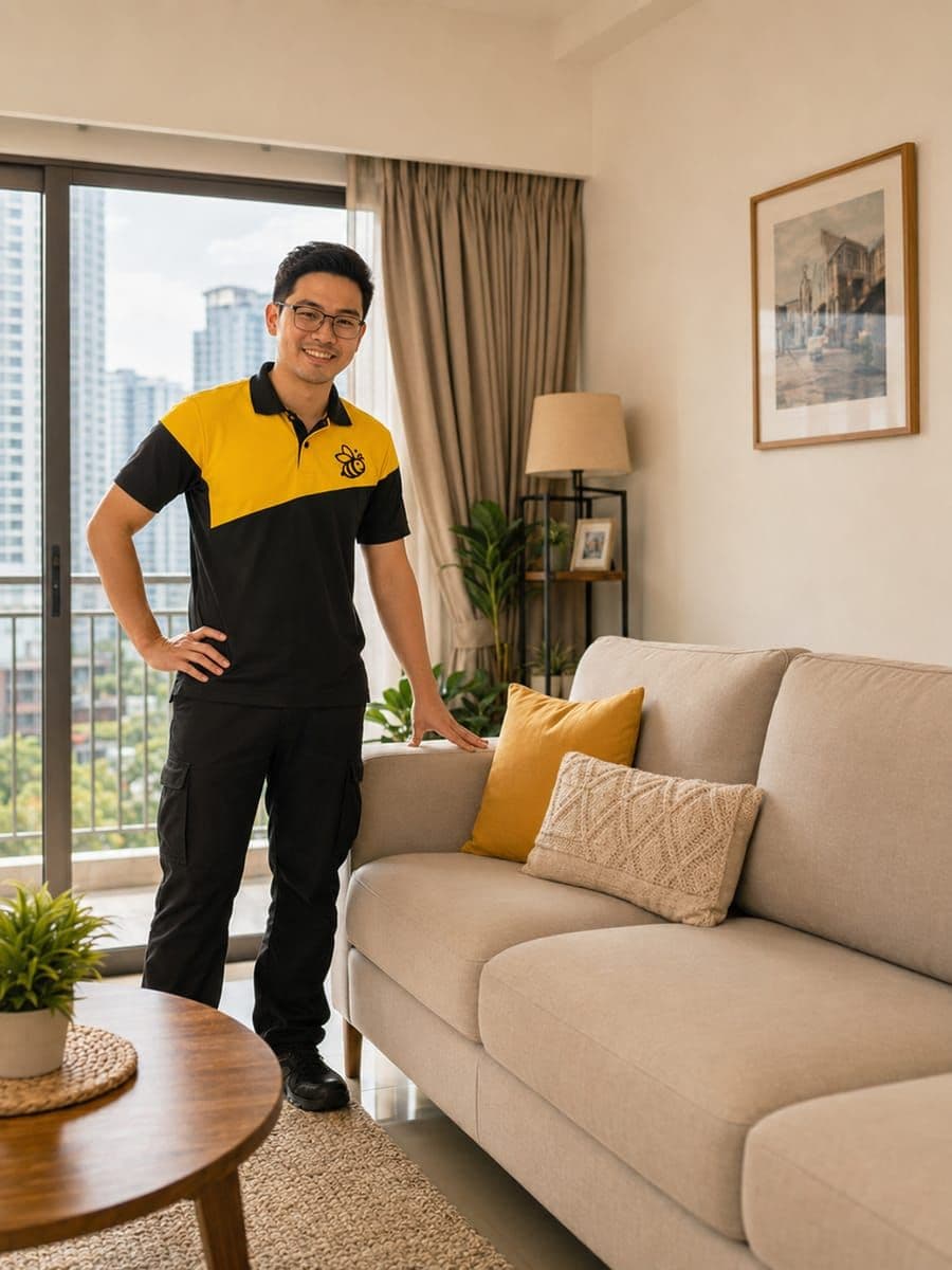 Ruang tamu selepas cuci sofa penuh