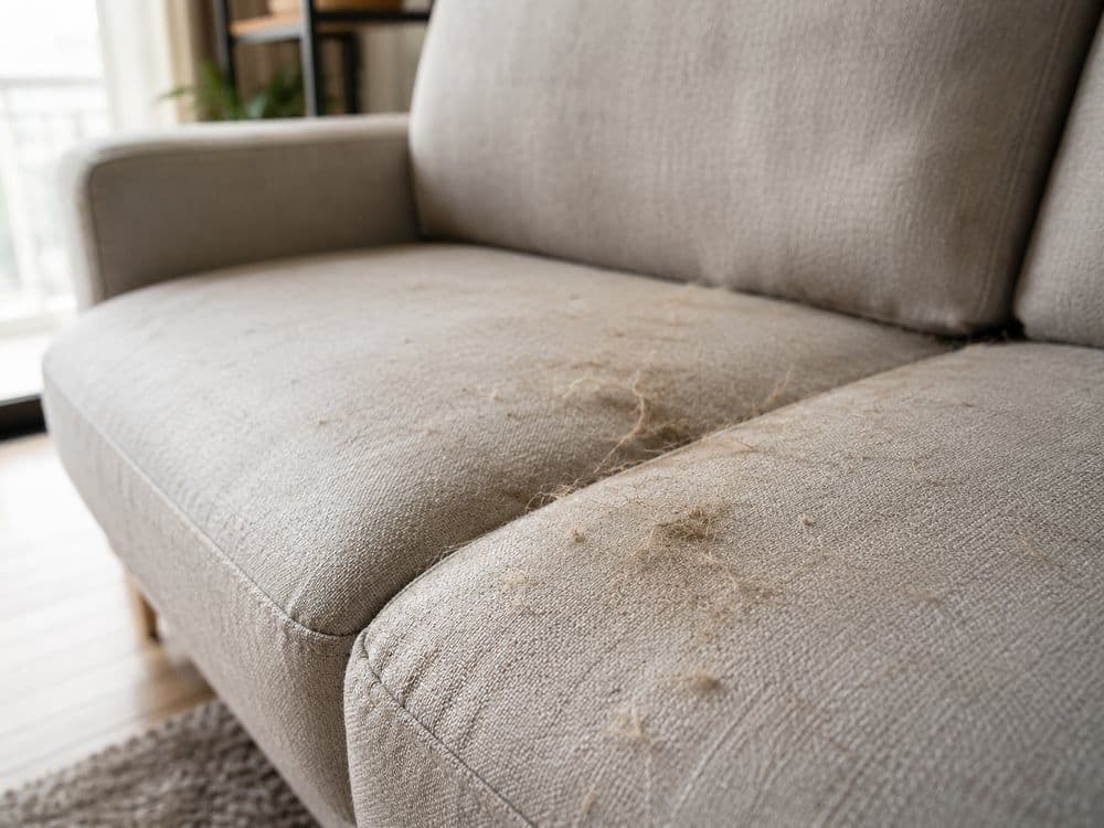 Sofa 3-tempat duduk penuh bulu haiwan & kotoran