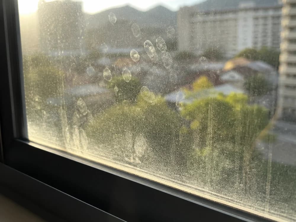 Window glass — fingerprints, smudges and dust film