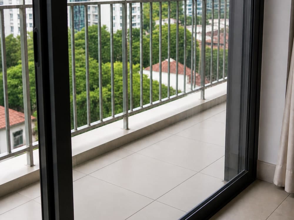 Sliding door glass after squeegee cleaning