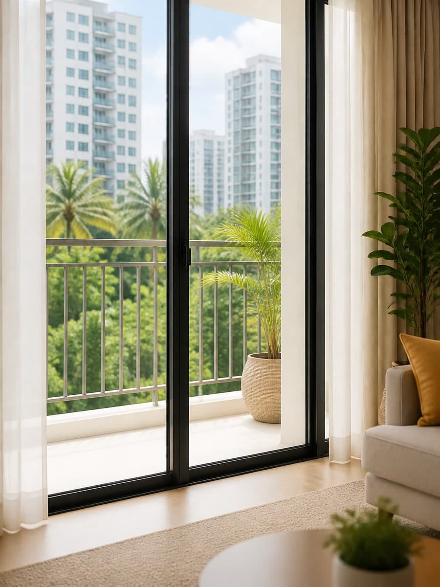 Streak-free glass sliding door after cleaning