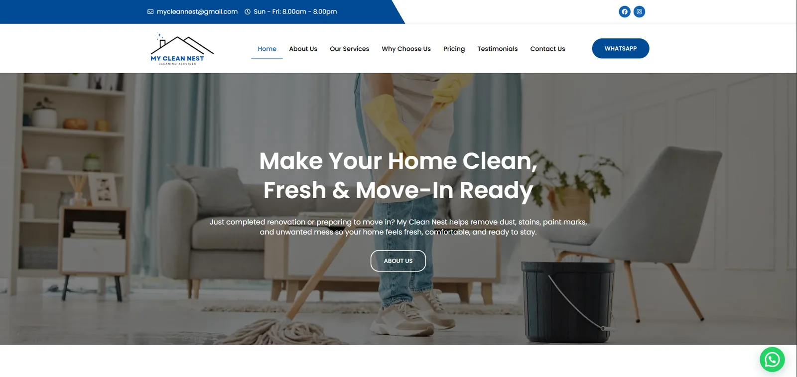 My Clean Nest homepage screenshot