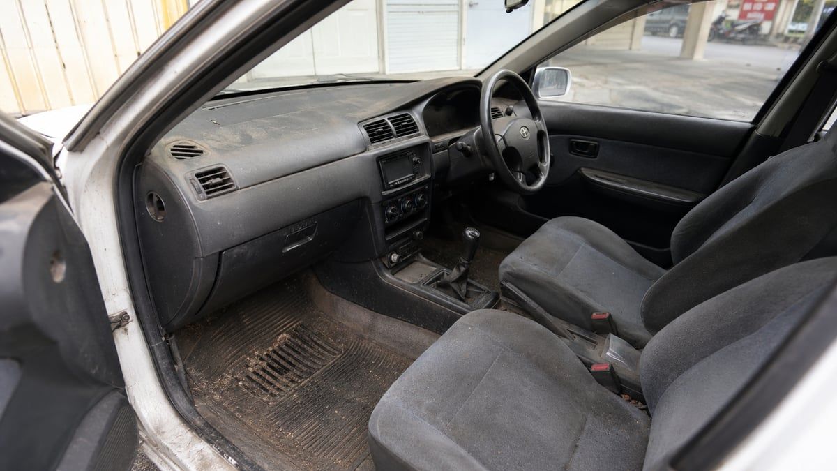 Car interior before cleaning