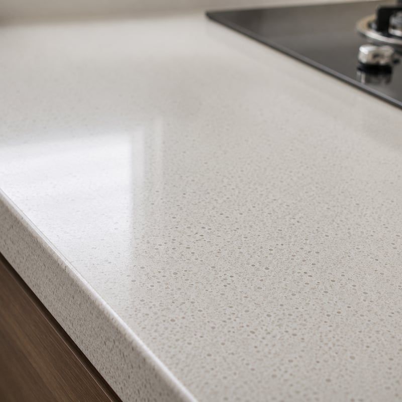 Gleaming kitchen countertop close-up