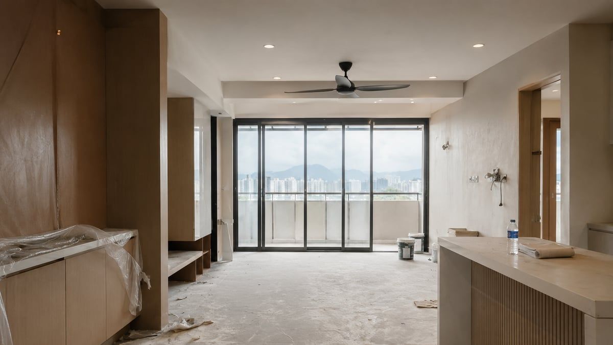 Dusty renovated unit before cleaning